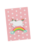 Mr. & Mrs. Panda Postkarte Einhorn Regenbogen ohne Spruch in Rot Pastell