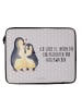 Mr. & Mrs. Panda Laptophülle Pinguine Einschlafen mit Spruch in Grau Pastell