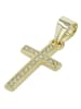 Adeliás Damen Anhänger – Kreuz Kreuzanhänger aus 925 Silber mit Zirkonia in gold