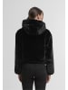 Urban Classics Urban Classics Ladies Full Zip Faux Fur Hoodie in black