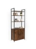 relaxdays Bücherregal in Braun/ Schwarz - (B)60 x (H)159,5 x (T)24 cm