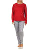 NORMANN langarm Schlafanzug Pyjama Streifen - 66230 in rot