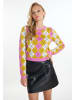 myMo ROCKS Damen Strickpullover in Pink Gelb Mehrfarbig