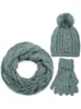 styleBREAKER Strick Loop Schal, Mütze und Handschuhe Set in Grau