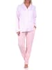 NORMANN Pyjama langarm Schlafanzug zum durchknöpfen Single Jersey - 69243 in rosa