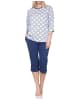 NORMANN Kurzarm Capri Schlafanzug Pyjama Tupfen Punkte Look 125 90 330 in marine