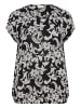 KAFFE curve Bluse kurzarm KCami Loose fit in Black Deep/Chalk Paisley