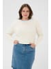 KAFFE curve Langarm-Shirt KCwinni Loose fit in White/Light Blue, Blue Neck