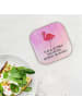 Mr. & Mrs. Panda Glas-Untersetzer Flamingo Classic mit Spruch in Aquarell Pink