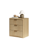 ABRIHOME Nachttisch in Beige mit 3 Schubladen Rillendesign Metallgriffen