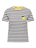 ONLY Gestreiftes T-Shirt Herzdetail und Kontrastsaum in Gelb