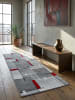 KADIMA DESIGN Teppich Niederflor Patchwork pflegeleicht Wohnzimmer Flur Esszimmer in Rot-Grau