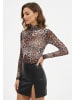 faina Women Bodysuit in Brown Leopard