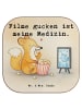 Mr. & Mrs. Panda Glas-Untersetzer Fuchs Filme gucken Design mit ... in Weiß