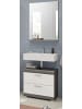Inn.Furn Badmöbel-Set weiß Hochglanz, grau 2-teilig 60 cm, Kombination mit viel Stauraum
