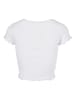 Urban Classics Urban Classics Damen Ladies Cropped Button Up Rib Tee in white
