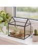 relaxdays Pflanzenterrarium "Haus" in Schwarz - (B)16 x (H)16 x (T)11,5 cm