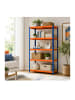 relaxdays Schwerlastregal "5 Ebenen" in Blau/ Orange - (B)100 x (H)200 x (T)50 cm