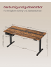VASAGLE Schreibtisch Balok in Vintagebraun - (B)160 x (H)(72-120) x (T)70 cm