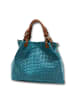 Florence Leder Handtasche, Umhängetasche Florence Tasche türkis, braun ca. 31cm