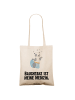 Mr. & Mrs. Panda Schultertasche Panda Bauchtanz mit Spruch in Creme
