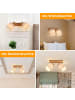 ZMH Deckenleuchte in beige 2-flammige E14 Holz Vintage mit Stoffschirm