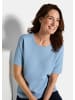 GOLDNER Halbarm Strickshirt mit Rundhals in hellblau