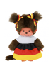 Monchhichi Mädchen im Deutschland-Kleid | 20 cm Monchhichi Puppe | zwei Zöpfchen