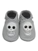 Yalion Babyschuhe aus echtem Leder mit rutschfester Sohle –Hellgrau mit Totenkopfmuster