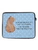Mr. & Mrs. Panda Laptop Tasche Bär Schulterblick mit Spruch in Blau Pastell