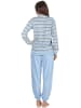 NORMANN Frottee Pyjama Schlafanzug Bündchen Streifen - 49931 in hellblau