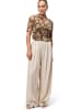 Zero  Mesh-Blumen-Shirt mit hohem Kragen in KhakiCream