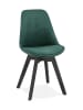 KADIMA DESIGN Eleganter Samtstuhl mit Holzstruktur | 60er Jahre Stil in Grün-Schwarz