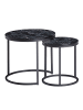 KADIMA DESIGN Design Beistelltisch 2er Set Marmor Optik Rund, Couchtisch in Schwarz