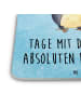 Mr. & Mrs. Panda Glasuntersetzer Pinguin umarmen mit Spruch in Eisblau