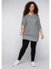 sheego Sweatshirt in dunkelgrau meliert