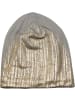 styleBREAKER Feinstrick Beanie Mütze in Hellgrau / Gold