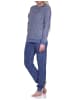 NORMANN Frottee Pyjama langarm Schlafanzug Bündchen Streifen - 75917 in marine