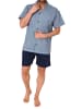 NORMANN kurzarm Schlafanzug Shorty Pyjama zum durchknöpfen in marine