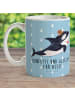 Mr. & Mrs. Panda Kaffeetasse Orca Zylinder mit Spruch in Blau Pastell