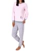 NORMANN Frottee Pyjama langarm Bündchen und Pinguin Stickerei - 50002 in rosa