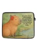 Mr. & Mrs. Panda Laptop Tasche Capybara Blume Design mit Spruch in Weiß
