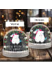 Mr. & Mrs. Panda Schneekugel Einhorn Mitteilung mit Spruch in Kreidetafel