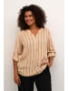 KAFFE curve Langarm-Bluse KCsida Regular fit in Feather Gray / Melon Stripe