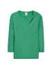 MADELEINE Feinstrick-Pullover mit 3/4-Ärmeln und Cut-out in matchagrün