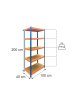relaxdays Schwerlastregal "5 Ebenen" in Blau/ Orange - (B)100 x (H)200 x (T)40 cm