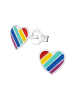 Alexander York Ohrringe, Ohrstecker HERZ regenbogenfarben in 925 Sterling Silber, 2-tlg. in multicolored