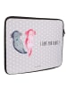 Mr. & Mrs. Panda Laptop Case Axolotl Liebe mit Spruch in Grau Pastell