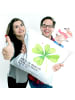 Mr. & Mrs. Panda Lounge Kissen Blume Kleeblatt mit Spruch in Weiß