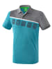 erima 5-C Poloshirt in oriental blue melange/grau melange/weiss